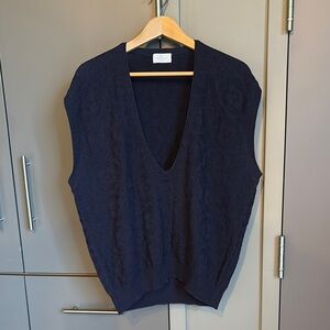 Navy Blue Cable Knit Sweater Vest